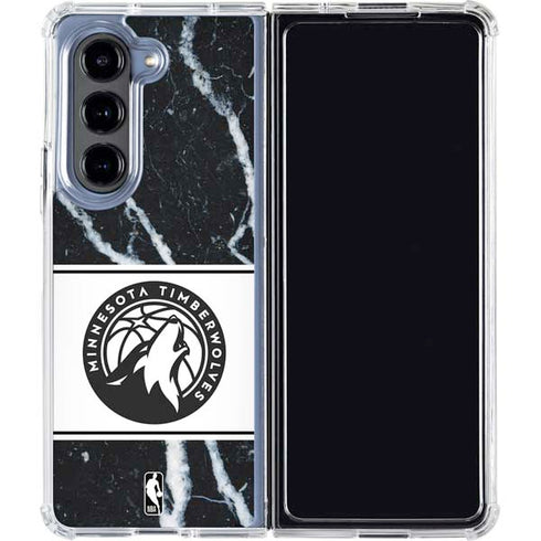 NBA Minnesota Timberwolves Marble Galaxy Z Fold5 5G Clear Case