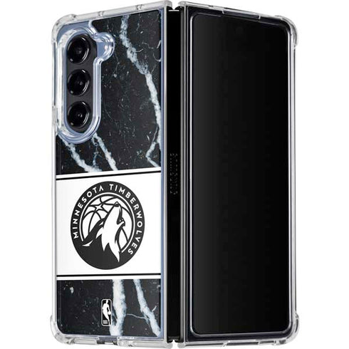 NBA Minnesota Timberwolves Marble Galaxy Z Fold5 5G Clear Case