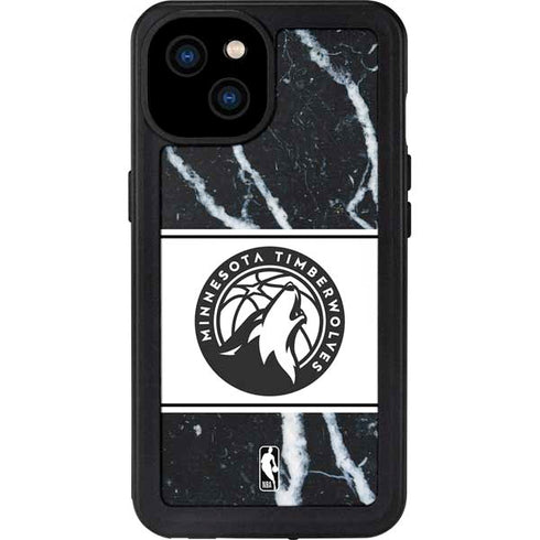 NBA Minnesota Timberwolves Marble iPhone 15 Plus Waterproof Case