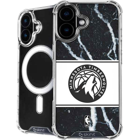 NBA Minnesota Timberwolves Marble iPhone 16 MagSafe Case