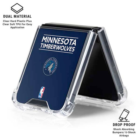 NBA Minnesota Timberwolves Standard - Navy Blue Galaxy Z Flip6 Clear Case