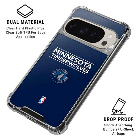 NBA Minnesota Timberwolves Standard - Navy Blue Pixel 9/9 Pro Clear Case