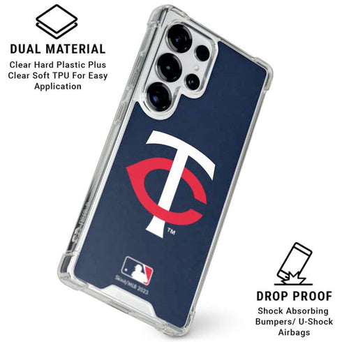 MLB Minnesota Twins - Solid Distressed Galaxy S26 Ultra Clear Case