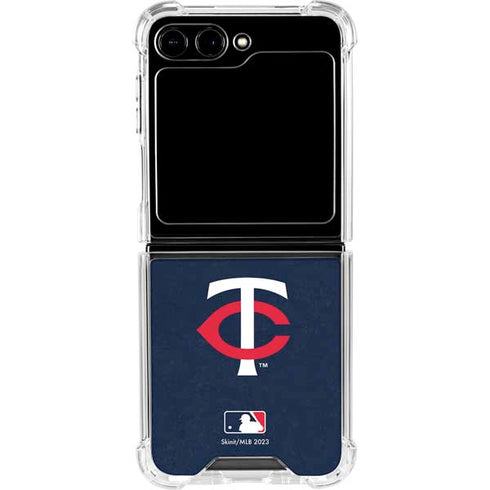 MLB Minnesota Twins - Solid Distressed Galaxy Z Flip6 Clear Case