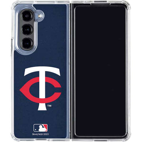 MLB Minnesota Twins - Solid Distressed Galaxy Z Fold5 5G Clear Case