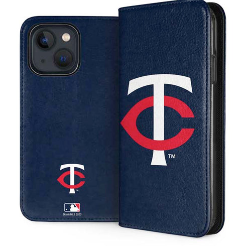 MLB Minnesota Twins - Solid Distressed iPhone 15 Plus Folio Case