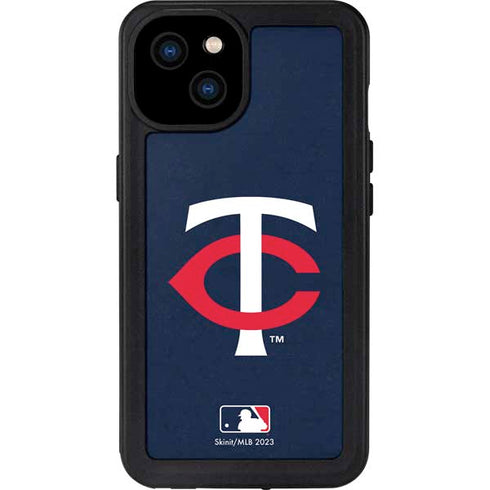 MLB Minnesota Twins - Solid Distressed iPhone 15 Plus Waterproof Case