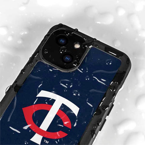 MLB Minnesota Twins - Solid Distressed iPhone 15 Plus Waterproof Case