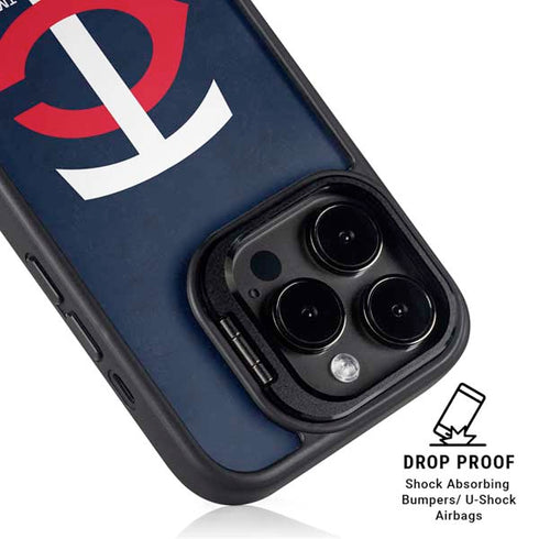 MLB Minnesota Twins - Solid Distressed iPhone 15 Pro Kickstand Case