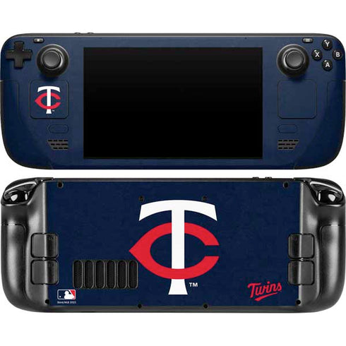 MLB Minnesota Twins - Solid Distressed Steam Deck Handheld Gaming Computer Skin