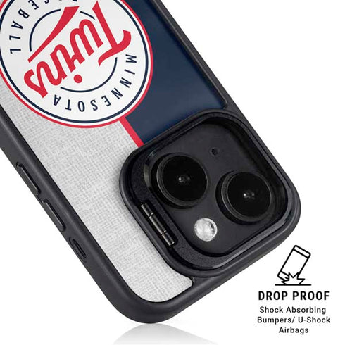 MLB Minnesota Twins Split iPhone 15 Plus Kickstand Case