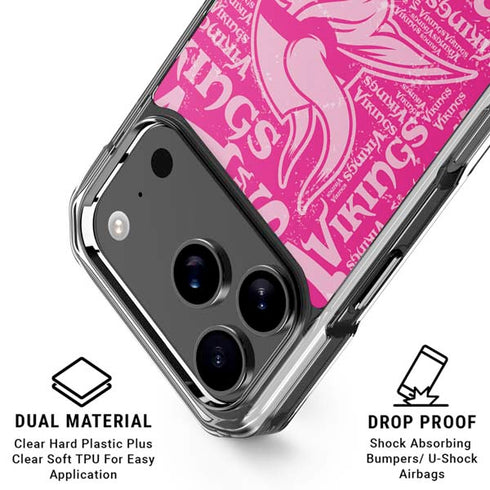 NFL Minnesota Vikings - Blast Pink iPhone 18 Pro Clear Case