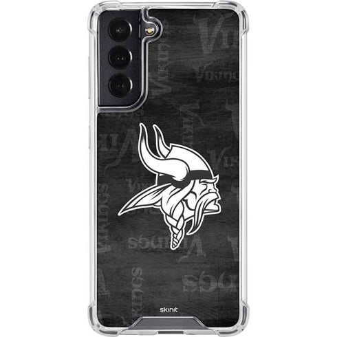NFL Minnesota Vikings Black & White Galaxy S22 Clear Case