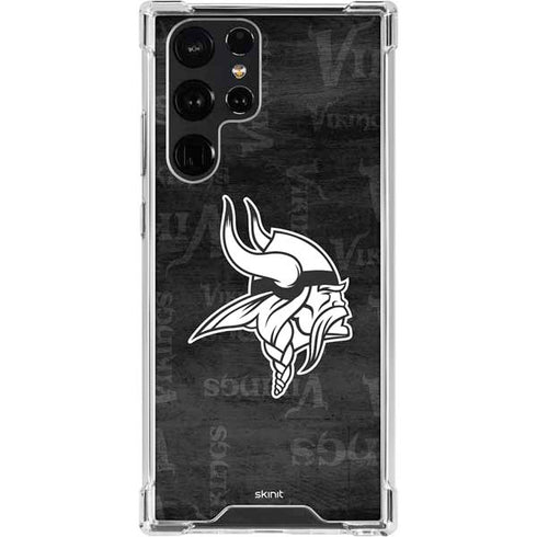 NFL Minnesota Vikings Black & White Galaxy S23 Ultra Clear Case
