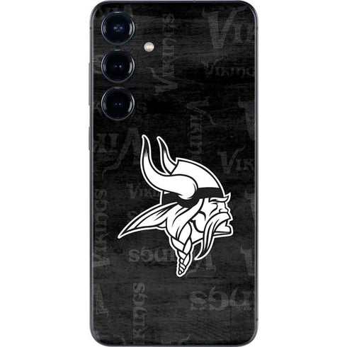 NFL Minnesota Vikings Black & White Galaxy S25 Skin