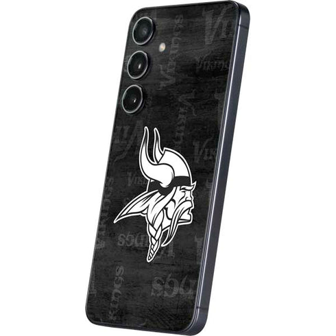 NFL Minnesota Vikings Black & White Galaxy S25 Skin