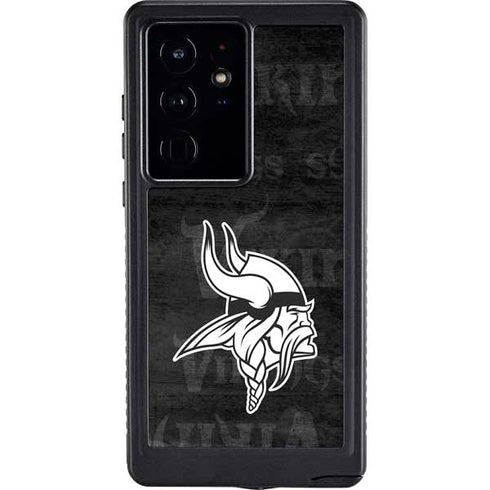 NFL Minnesota Vikings Black & White Galaxy S24 Ultra Waterproof Case