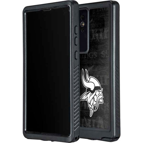 NFL Minnesota Vikings Black & White Galaxy S24 Ultra Waterproof Case