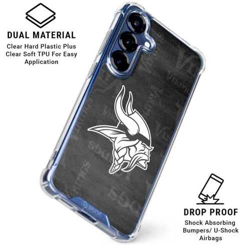 NFL Minnesota Vikings Black & White Galaxy S25 Clear Case