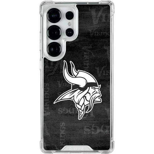 NFL Minnesota Vikings Black & White Galaxy S25 Ultra Clear Case