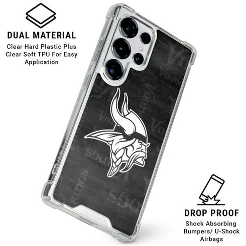 NFL Minnesota Vikings Black & White Galaxy S25 Ultra Clear Case