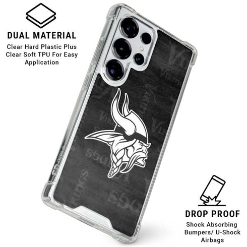 NFL Minnesota Vikings Black & White Galaxy S26 Ultra Clear Case