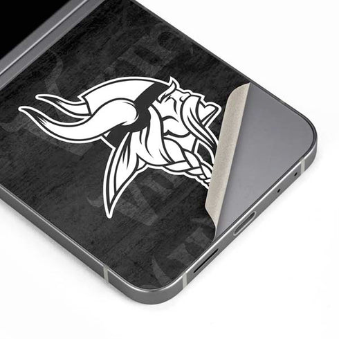 NFL Minnesota Vikings Black & White Galaxy Z Flip6 Skin
