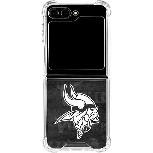NFL Minnesota Vikings Black & White Galaxy Z Flip6 Clear Case