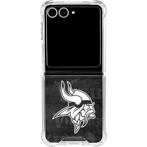 NFL Minnesota Vikings Black & White Galaxy Z Flip7 Clear Case
