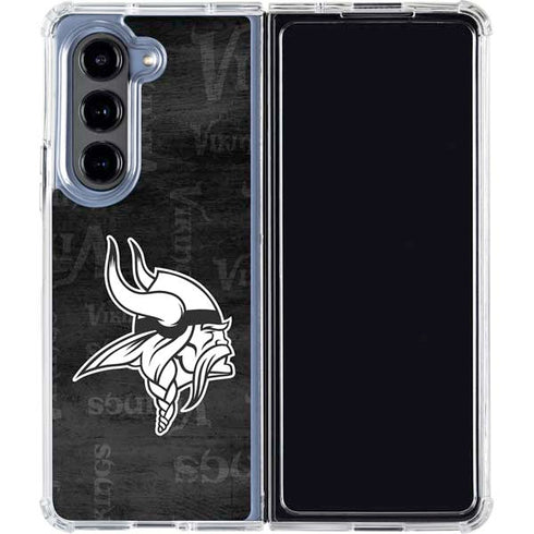 NFL Minnesota Vikings Black & White Galaxy Z Fold5 5G Clear Case