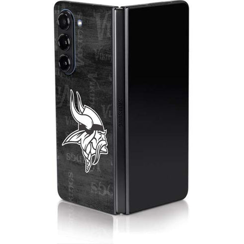 NFL Minnesota Vikings Black & White Galaxy Z Fold5 5G Skin