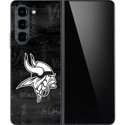 NFL Minnesota Vikings Black & White Galaxy Z Fold5 5G Skin