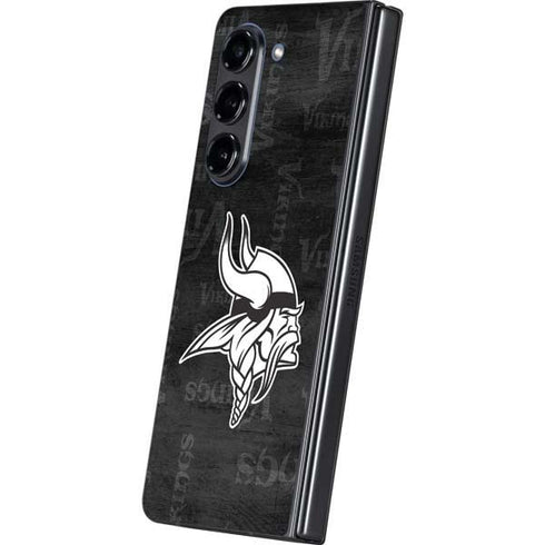 NFL Minnesota Vikings Black & White Galaxy Z Fold5 5G Skin