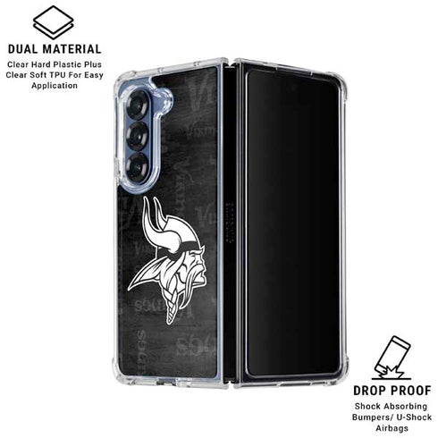 NFL Minnesota Vikings Black & White Galaxy Z Fold6 Clear Case