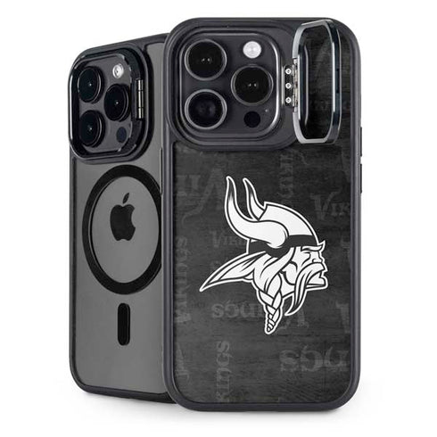 NFL Minnesota Vikings Black & White iPhone 13 Pro Max Kickstand Case