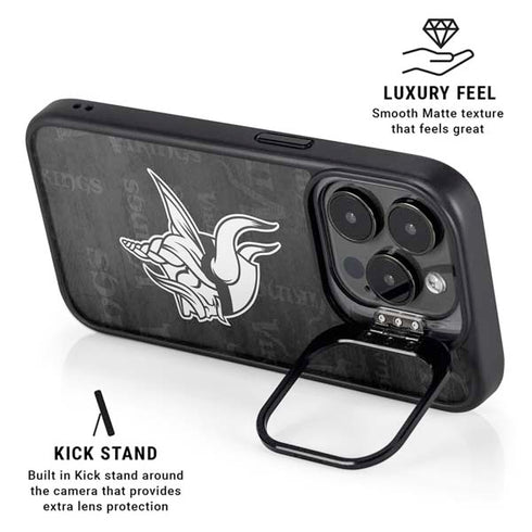 NFL Minnesota Vikings Black & White iPhone 14 Pro Kickstand Case