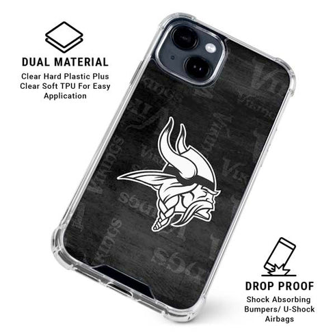 NFL Minnesota Vikings Black & White iPhone 15 Clear Case