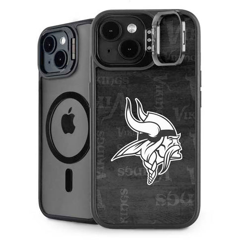 NFL Minnesota Vikings Black & White iPhone 15 Kickstand Case