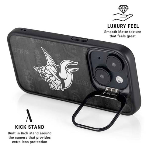 NFL Minnesota Vikings Black & White iPhone 15 Plus Kickstand Case