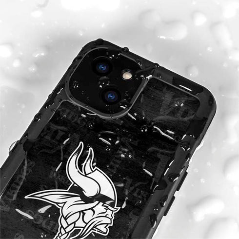 NFL Minnesota Vikings Black & White iPhone 15 Plus Waterproof Case