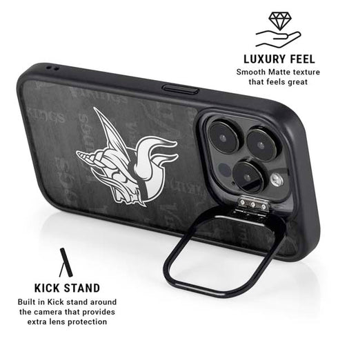 NFL Minnesota Vikings Black & White iPhone 15 Pro Kickstand Case