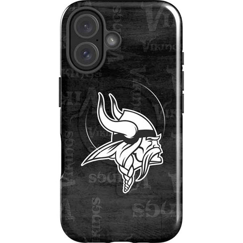 NFL Minnesota Vikings Black & White iPhone 16 Magsafe Impact Case