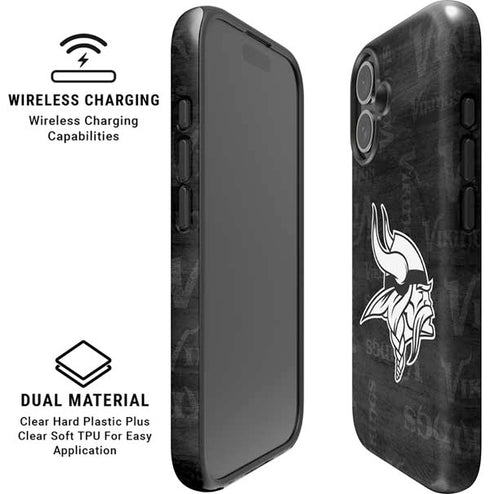 NFL Minnesota Vikings Black & White iPhone 16 Magsafe Impact Case