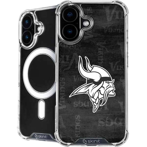 NFL Minnesota Vikings Black & White iPhone 16 Plus MagSafe Case