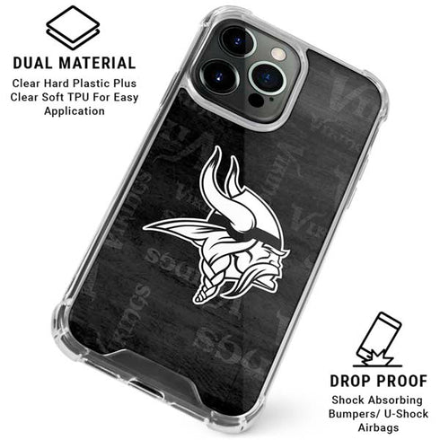 NFL Minnesota Vikings Black & White iPhone 16 Pro Clear Case
