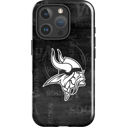 NFL Minnesota Vikings Black & White iPhone 16 Pro Magsafe Impact Case