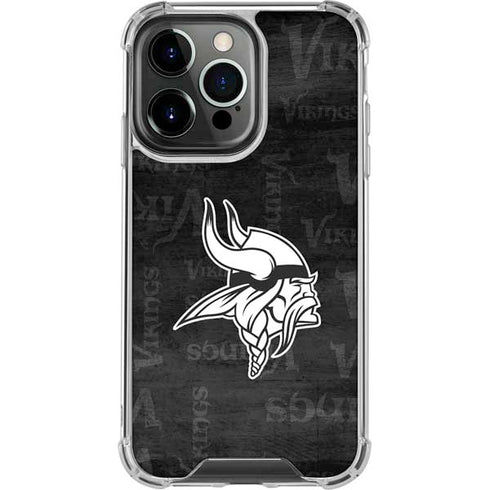 NFL Minnesota Vikings Black & White iPhone 16 Pro Max Clear Case