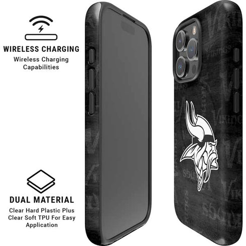 NFL Minnesota Vikings Black & White iPhone 16 Pro Max Magsafe Impact Case