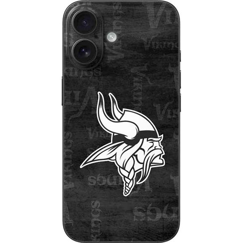 NFL Minnesota Vikings Black & White iPhone 16 Skin