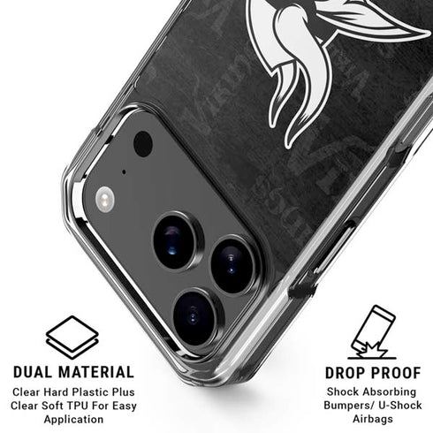NFL Minnesota Vikings Black & White iPhone 17 Pro Clear Case
